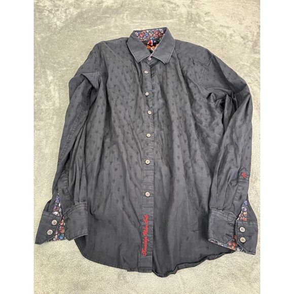 Robert Graham Long Sleeve Button Down Shirt Men's Size Large Blue Flip Cuff - Picture 1 of 11